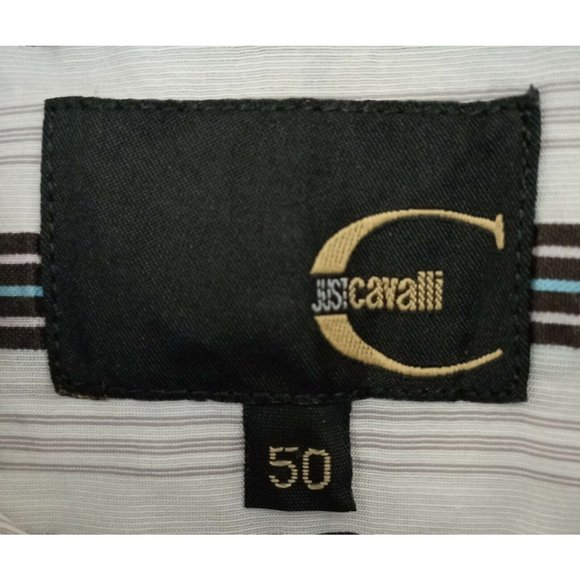 JUST CAVALLI Mens Striped Long Sleeve Shirt Size 50 EX COND - Picture 2 of 5